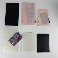 Enveloppes à monnaie A6 A7 roses givrées noires en PP, à chargement latéral, sans fermeture éclair, pour feuilles mobiles, 6 trous, pochettes pour budget de trésorerie