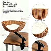 Panier suspendu pour chat à fixer au bord de la table, en rotin PE respirant tressé, avec coussin amovible, nid de repos pour chat