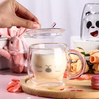 2022 Ins Offre Spéciale 230 ml Double Mur chat Patte Potable Lunettes Effacer Cappuccino Latte Tasses