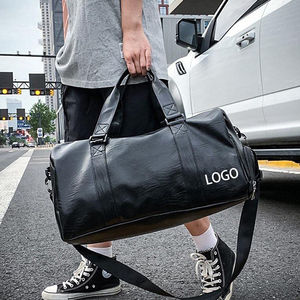 กระเป๋าทรงดัฟเฟิลหนัง PU ออกแบบได้ตามต้องการมีโลโก้สีดำกระเป๋าโท้ทสำหรับสัปดาห์ถือข้ามคืนกระเป๋ากีฬาถือกระเป๋ายิมสำหรับผู้ชาย - Product Image 1