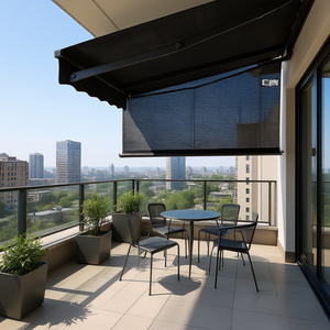 Retractable 80% Shade <b>Balcony</b> <b>Awning</b> 1.85 X 25m Aluminum Alloy Frame PVC Coated Acrylic Sail Remote Control Wall-Mounted Modern - Product Image 2