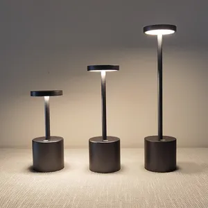 Amazon hot selling Aluminium LED dining table lamp KTV bar restaurant cordless lamp light with rechargeable battery built in