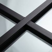 Porte française en PVC à double vitrage, profil mince, design à cadre noir mat, à panneaux divisés, lumière naturelle, pour jardin, patio, villa