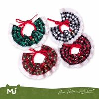 Accessoires de Noël MJ pour animaux de compagnie : Nœuds papillon, tabliers, bavoirs, costumes de demoiselle d'honneur à carreaux et dentelle, colliers et foulards de cosplay pour chats et chiens avec clochette
