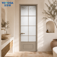 Puerta Interior Moderna de Estilo Vintage con Vidrio Esmerilado y Aluminio para Renovación de Baños