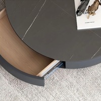 Table basse de rangement de luxe moderne, ronde, en pierre frittée, pour salon, avec 2 tiroirs, structure en bois massif, couleur personnalisable, usage domestique