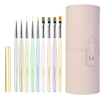 Ensemble de pinceaux à ongles fins anti-peluchage, personnalisables, avec manche en bois pastel macaron, outils de peinture au gel professionnels pour salon de manucure