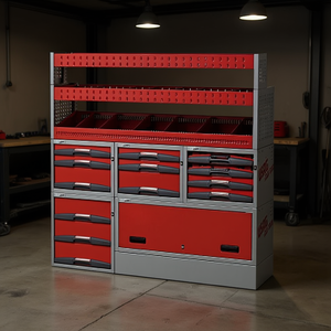 Gabinete de Almacenamiento de Herramientas Automotrices 5006 E1, Rojo y Gris, Metálico, con Cajones y Estantes para Uso en Taller - Product Image 3