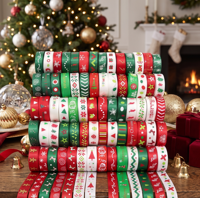 Ruban décoratif personnalisé en satin polyester imprimé pour accessoires vestimentaires de Noël
