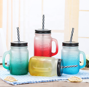 Drinken Glaswerk Glas Mason Cup Met Handvat Vierkante Ronde Vorm Jar Maatbekers Voor Koude Brouwsel Koffie - Product Image 2