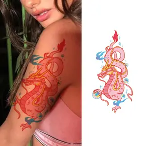 Russische Hot Tattoo Sticker Mooie Dragon Flower Arm Sexy Tattoo Sticker Voor Vrouwen Water Transfer Tijdelijke Handsticker Tattoo