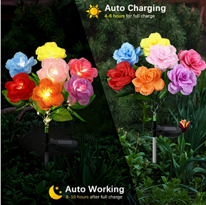 Lampes solaires à piquet en forme <span class=keywords><strong>de</strong></span> rose, étanches, LED, décoratives pour l'aménagement paysager, les allées, le jardin, <span class=keywords><strong>la</strong></span> cour, <span class=keywords><strong>la</strong></span> pelouse, les décorations <span class=keywords><strong>de</strong></span> mariage - Product Image 4