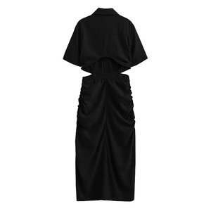 SHENZHU Robe MIDI Chic et Tendance pour Femme 2025 – Nouvelle Collection, Manches Courtes et Taille Dénudée, Style Vintage, Robe Femme - Product Image 3