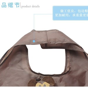 กระเป๋าช้อปปิ้งพับได้ลายการ์ตูนลิงสีกาแฟขนาดใหญ่พร้อมช่องเก็บของ - Product Image 2