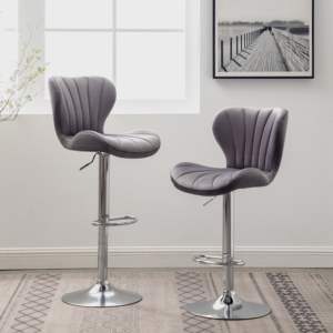 DB Ellston Lot de 2 chaises de bar pivotantes de style fermier à hauteur réglable Design simple en gris en PU - Product Image 1