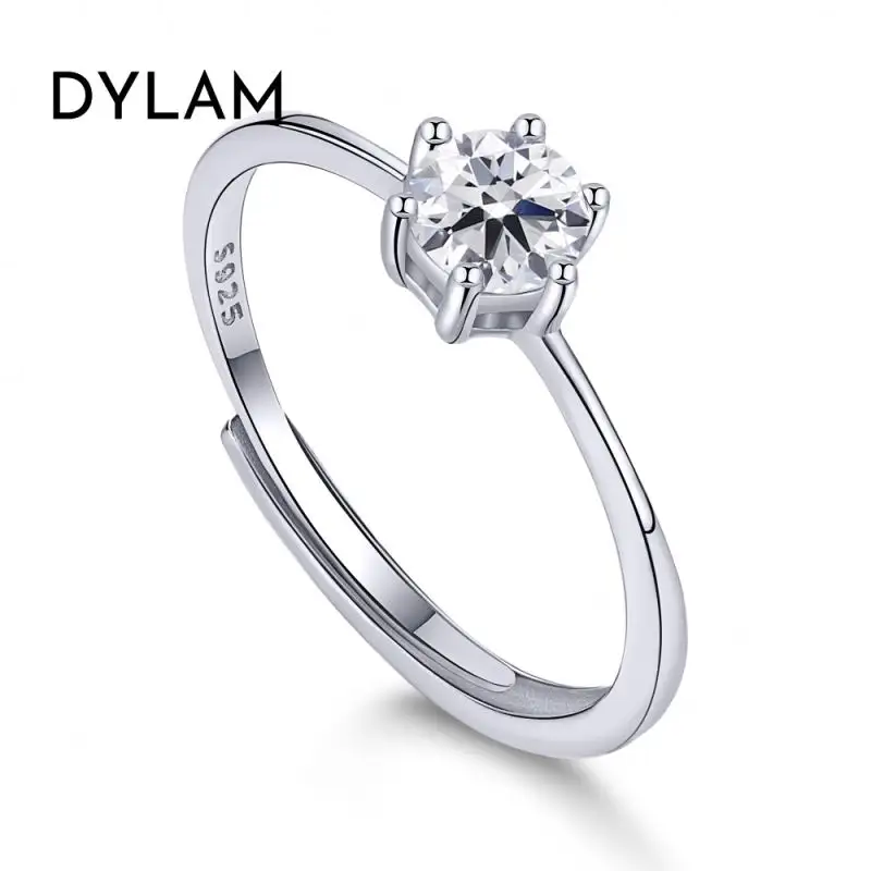 Dylam quadratischen Silber ring zeitlose Eheringe große Damen Verlobung schöne einfache elegante Diamant Cluster preiswerte Herren bänder