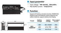 Chargeur de batterie portable rapide 1500W 48V/25A 60V/20A 72V/17A Multi-protection pour AGV électrique, trottinette électrique, vélo électrique, robot, drone, chariot élévateur