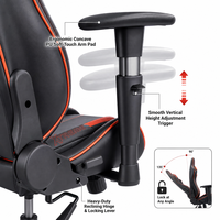 Chaise de jeu avec structure interne en acier double couche, mécanisme d'inclinaison papillon de 2,5 mm, charge maximale de 150 kg, cuir PU pour joueur