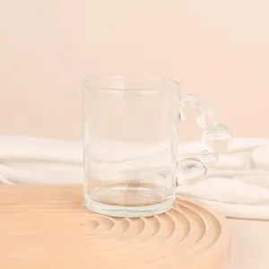 Gloway 350ml Heat-Resistant Creative Gourd Bead Rainbow Crystal Nordic Glass Cup Clear Glass Coffee Mug For Water Cocktail Milk