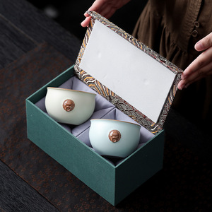 Taza de Té de Cerámica Tianqing Ru Kiln, Taza para Degustación de Té Resistente al Calor, Diseño Tradicional Chino, Set de Regalo Empresarial - Product Image 1
