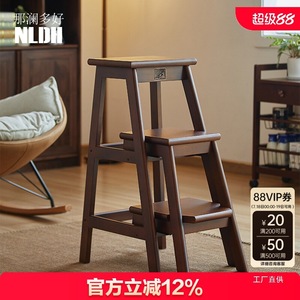 Junxia Solid Wood Ladder <b>Stool</b> Three <b>Step</b> Multi Function Home <b>Stool</b> Living Room Furniture Traditional Design - Product Image 4