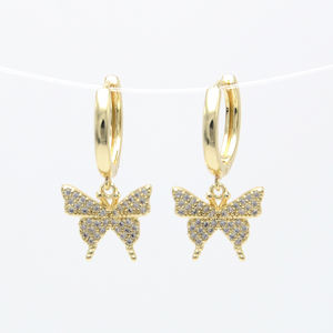 Vente chaude papillon Boucle D'oreille Micro Strass Boucle D'oreille Bijoux Avec Véritable Or Cuivre pour les Femmes - Product Image 1