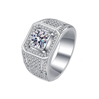 Bague en argent sterling 925 luxueuse et extravagante avec moissanite de 2 carats pour homme