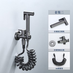Черный латунный набор для биде для туалета <span class=keywords><strong>Shattaf</strong></span> с круглым распылителем комплект для шланга 1,2 м кран для холодного крана для гостиниц - Product Image 4