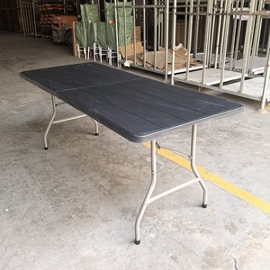 Table pliante rectangulaire en plastique HDPE noir de 8 pieds, durable et économique, pour les événements extérieurs - Product Image 6