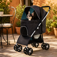 Poussette pliable pour animaux de compagnie, poussette pour animaux de compagnie à 4 roues, amortisseur pivotant de 6 pouces, double frein, panier de rangement XL, poussette pour chien OEM