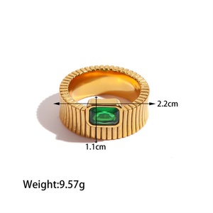 Anillo de Joyería Vintage, Anillo de Moda con Baño de Oro, Acero Inoxidable, Zirconia, Sin Deslustre - Product Image 4