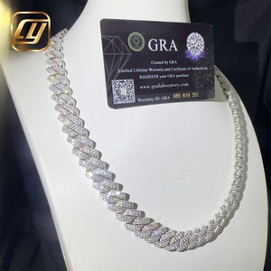 GRA Certificated Fine Jewelry Hip Hop 925 Sterling Silver 14MM <b>Iced</b> <b>Out</b> VVS Moissanite Diamond Cuban Link <b>Chain</b> Necklace - Product Image 2