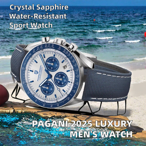 นาฬิกาควอตซ์ธุรกิจสุดหรูสำหรับผู้ชายรุ่นใหม่ปี 2025 กลไก Seiko สปอร์ตโบราณ ระบบอัตโนมัติ แสดงวันที่ โครโนกราฟ ความเร็วสูง ตัวเรือนสแตนเลสสตีล AR - Product Image 2