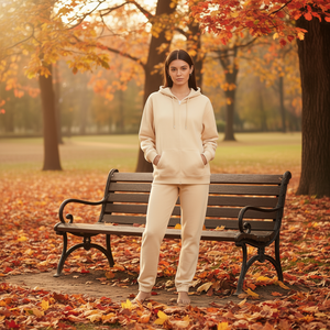 Felpa con cappuccio da donna Louis Luna Beige M/L/XL/2XL Casual Autunno Inverno H7021-3 - Product Image 2