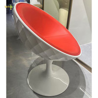 Fauteuil pivotant moderne en fibre de verre avec coussin rond en cuir, forme œuf, pour salon