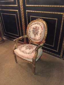 Fauteuils <span class=keywords><strong>Louis</strong></span> <span class=keywords><strong>XV</strong></span> design de luxe italien avec structure dorée, mobilier de salon fait main, fauteuils de loisirs - Product Image 3