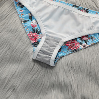 Ensemble de soutien-gorge à boutons dorsaux, ensemble 2 pièces imprimé floral, soutien-gorge et sous-vêtements, lingerie sexy pour femmes romantiques, soutien-gorge à armatures, pantalon triangle