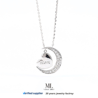 Mylove Pendentif Maman 2025 Bijoux faits à la main Collier Coeur Argent Sterling 925 Pendentif Maman Coeur Zircon Lune