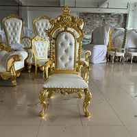 Chaise de trône royale blanche de luxe à haut dossier pour mariage, roi et reine, avec accoudoirs