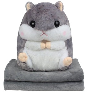 Nuevo juego de Manta y juguete de peluche de hámster <span class=keywords><strong>gordo</strong></span> súper lindo, almohada para siesta de aire acondicionado plegada, juguetes de animales de peluche cálidos para mascotas, regalo - Product Image 3