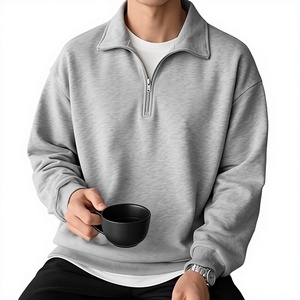 Pull en maille à demi-zip pour homme, coupe classique, décontracté, automne-hiver, 100 % coton, couleur unie, vente en gros, OEM, en stock - Product Image 6