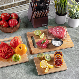 Ensemble de 3 planches à découper en bambou <span class=keywords><strong>bio</strong></span> avec logo personnalisé, planche à découper de cuisine avec poignée <span class=keywords><strong>pour</strong></span> cadeau promotionnel - Product Image 4