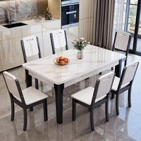 Mesa de Comedor Moderna de Roble Ecológico, Mesa de Comedor de Madera, Mesa de Comedor de Cocina de Piedra Sinterizada con Capacidad para 6 Personas