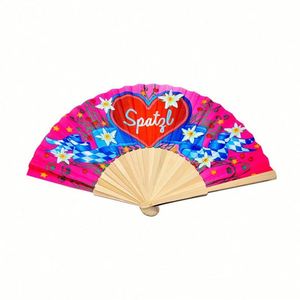 พัดกระดาษไม้พับได้สไตล์วินเทจสีสันสดใสสำหรับผู้หญิง ทำเองได้ - Product Image 6