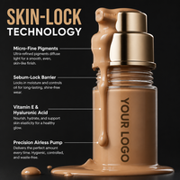 Fond de Teint Liquide Formule Anti-oxydation Tenue 24H Anti-plis Marque Privée Sans Cruauté OEM ODM Designs de Maquillage Personnalisés Professionnels