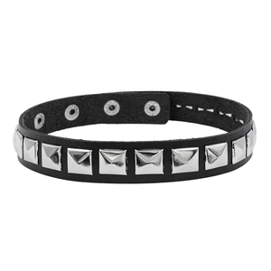 Collier ras du cou gothique punk rock n'roll en cuir clouté Skeleteen Biker, accessoires métalliques, collier de costume plaqué noir - Product Image 1