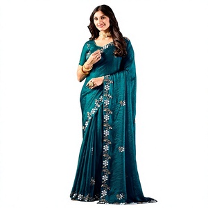 Vexotrend Indian Designer Women's Velvet Satin <b>Saree</b> Beautiful Patola Design Traditional Style Wedding Diwali Party Wear Wrinkle - Product Image 1