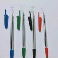 Stylo à bille transparent en plastique avec logo personnalisé de haute qualité rouge bleu noir stylo à bille scolaire stylo à bille transparent baril