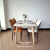 Chaise de salle à manger en cuir minimaliste moderne, design nordique à dossier creux, mobilier de maison disponible en orange, gris clair, blanc