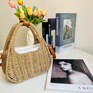 Borsa da <span class=keywords><strong>donna</strong></span> estiva da spiaggia borsa da Shopping fatta a mano in paglia borsa da viaggio in paglia mini borsa - Product Image 1